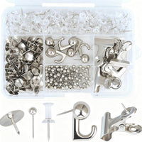 YOUDEFUL 310 Pcs Silver Push Pin Set with 5 Styles for Cork Board