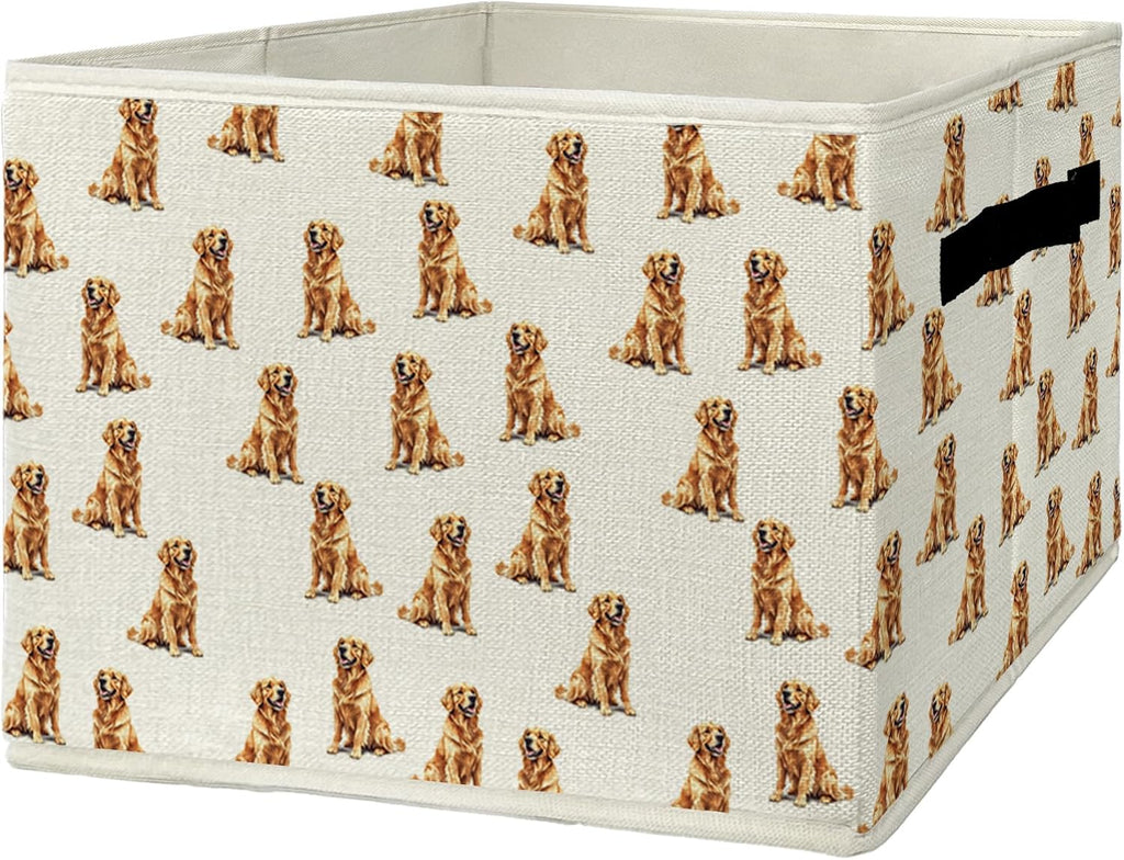 EGBTL Golden Retriever Gifts Storage Bins & Boxes with Handles, Golden Retriever for Women Men Foldable Basket for Organ