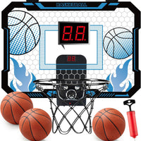 Indoor Basketball Hoop for Kids with Scoreboard Over the Door Basketball Hoop with 3 Balls Basketball Toys Gifts for 5 6