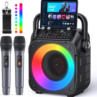 CYY Karaoke Machine, Portable Bluetooth Speaker with 2 Wireless Microphones