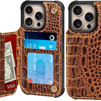 RMAWRAD Wallet Real Leather Case Compatible with iPhone 16 Pro 6.3",