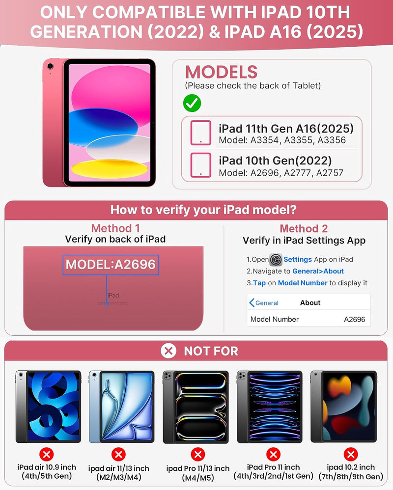 Funda con Teclado typecase Edge para iPad 11" (A16) / 10.ª Gen - Rosa Claro