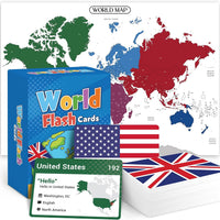 BRIGHTENKIDZ World Flags Flashcards, 245+ Country & Map Geography Game