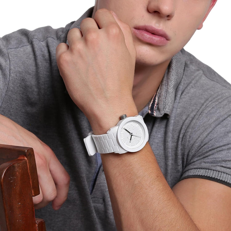 Diesel Double Down Silicone Three-Hand Analog Men's Watch, Big Face Watch for Men