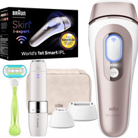 Braun Skin i-Expert Smart IPL PL7219 - Depilación láser para mujeres y hombres con aplicación, bolsa premium, maquinilla de afeitar Venus, 2 cabezales inteligentes, recortadora facial