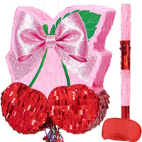 WERNNSAI Cherry Piñata - Pink Bow Party Decorations Cherry Bow piñata