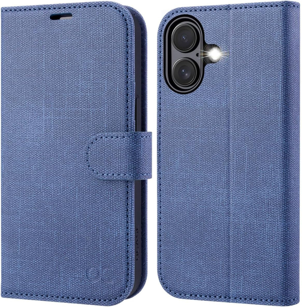OCASE for iPhone 16 Wallet Case, Card Holder, Denim Blue