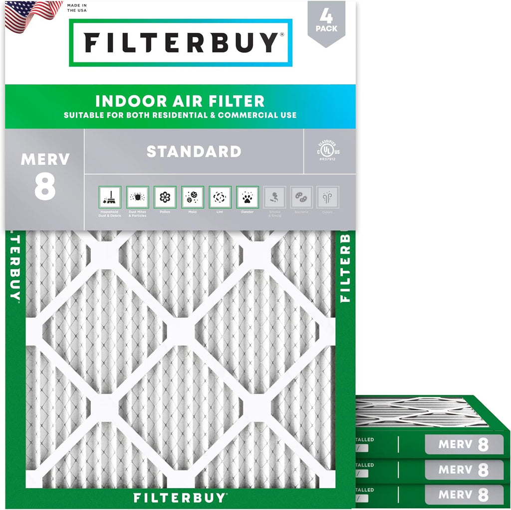Filterbuy 10x14x1 Air Filter MERV 8 Dust & Allergy Defense (4-Pack)