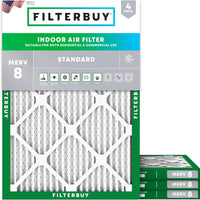 Filterbuy 10x14x1 Air Filter MERV 8 Dust & Allergy Defense (4-Pack)