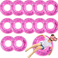 Relaxgiant 12 Pcs Pool Floats Glitter Swim Rings with Sequined, Pink