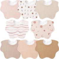 Bearmoss Baby Bibs for Drooling & Teething 8 Pack Muslin Cotton Bibs