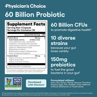 Physician's CHOICE Paquete avanzado de salud intestinal: 60 mil millones de probióticos 30 unidades + enzimas digestivas 60 unidades para la salud digestiva, intestinal e inmunológica que apoya el est