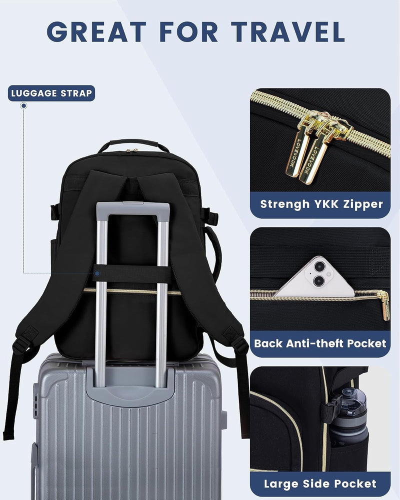LOVEVOOK 40L Travel Backpack Flight Approved Carry on Backpack,3 Packing Cubes,Waterproof Personal Item Travel Bag,TSA Carry on Luggage Suitcase Travel Essentials,Gifts for Women & Men,fits 17" Laptop