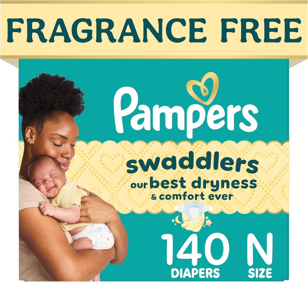Pampers Swaddlers Newborn Diapers, Size Newborn (<10 lbs), 140 Count, Fragrance Free, Hypoallergenic, Absorbent, Pediatr