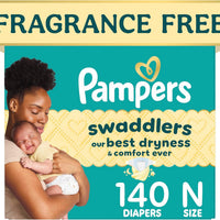 Pampers Swaddlers Newborn Diapers, Size Newborn (<10 lbs), 140 Count, Fragrance Free, Hypoallergenic, Absorbent, Pediatr