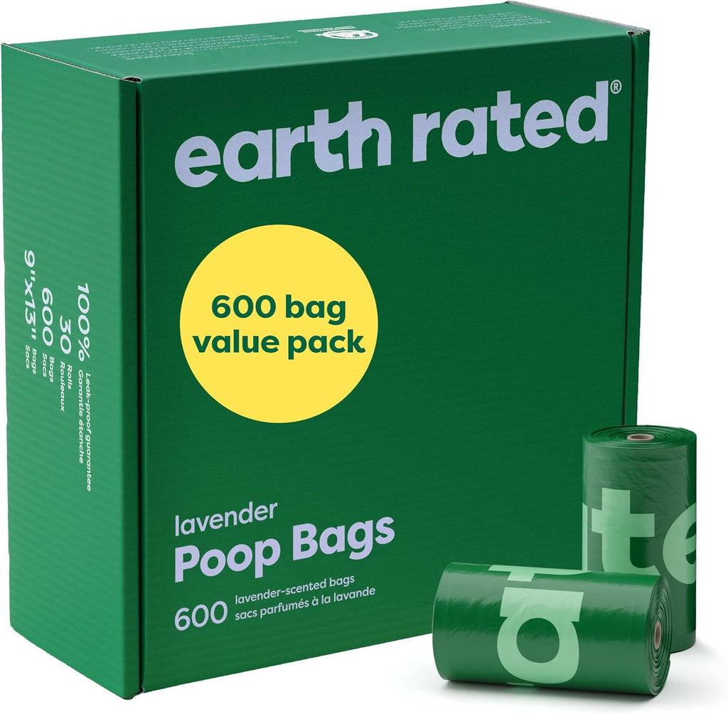 Earth Rated Dog Poop Bags on Refill Rolls, 600 Bags, Lavender