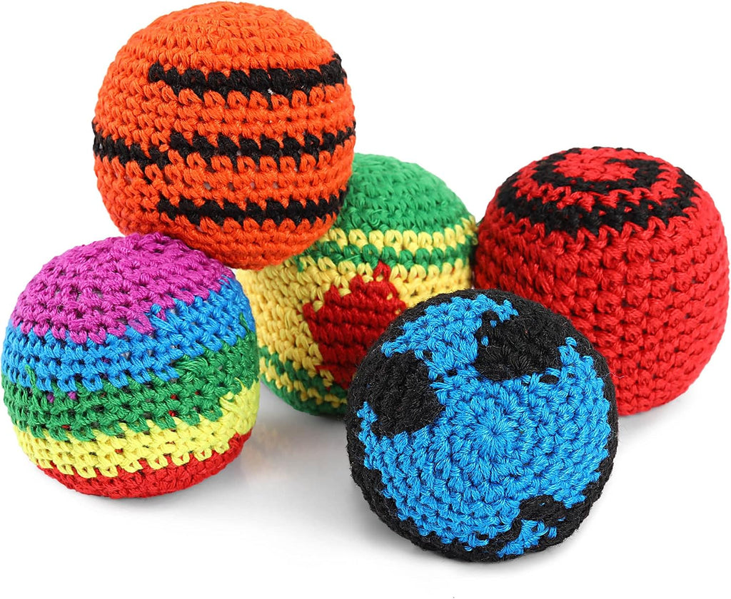 Blulu 20 Pieces Crochet Footbags Soft Knitted Kick Bags for Kids, Classic
