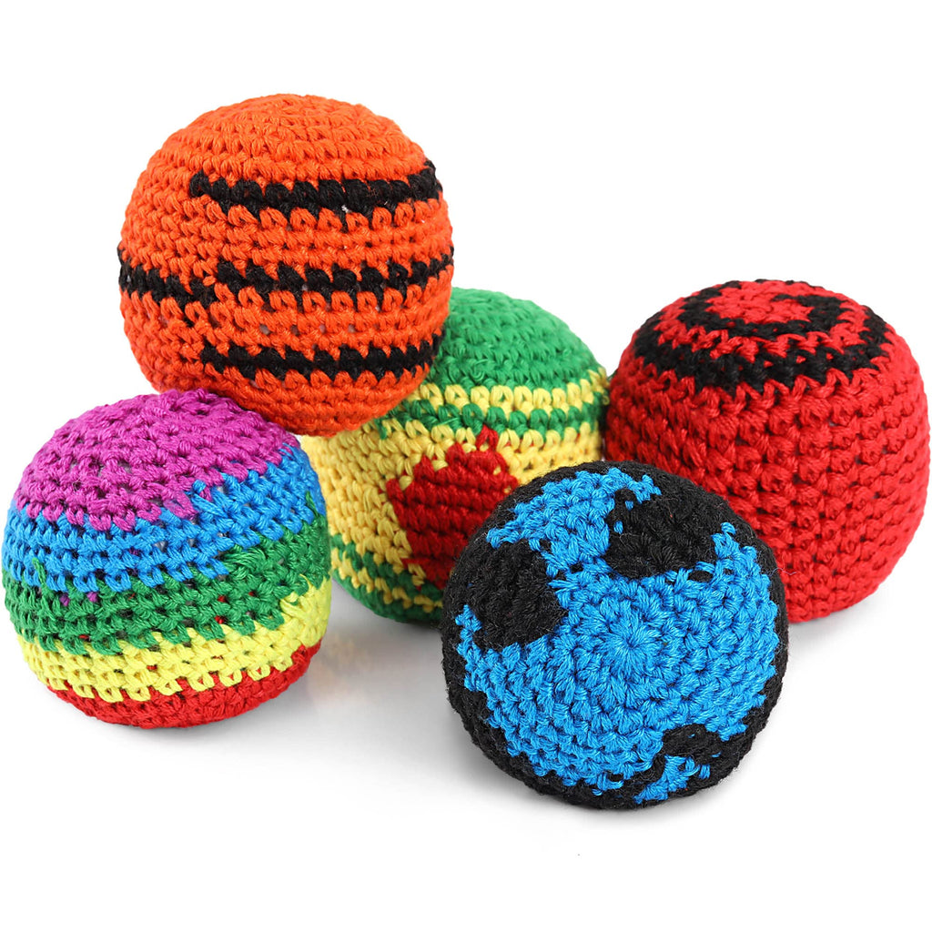 Blulu 30 Pieces Crochet Footbags Soft Knitted Kick Bags for Kids, Classic