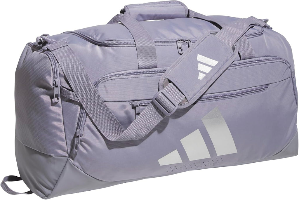 Adidas Defender 5 Duffel Bag for Sports, Gym and Travel, Slate Grey/Silver Metallic, OSFA