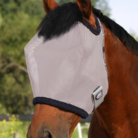 Harrison Howard All Round Mesh Horse Fly Mask UV Protective with Fleece Padded Edging Original Grey L