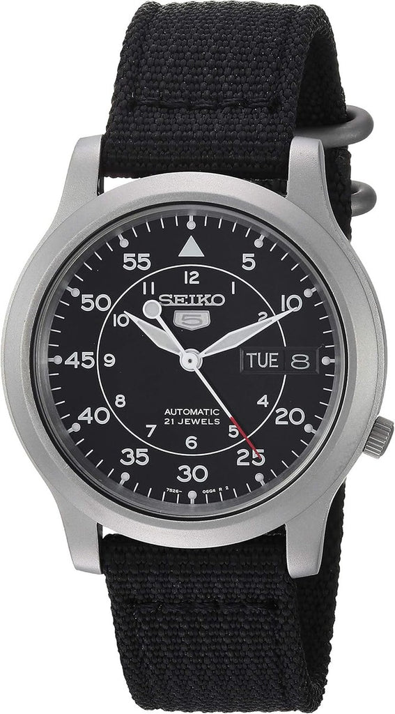 Seiko Men's SNK809 "Seiko 5" Automatic Watch with Black Canvas Strap