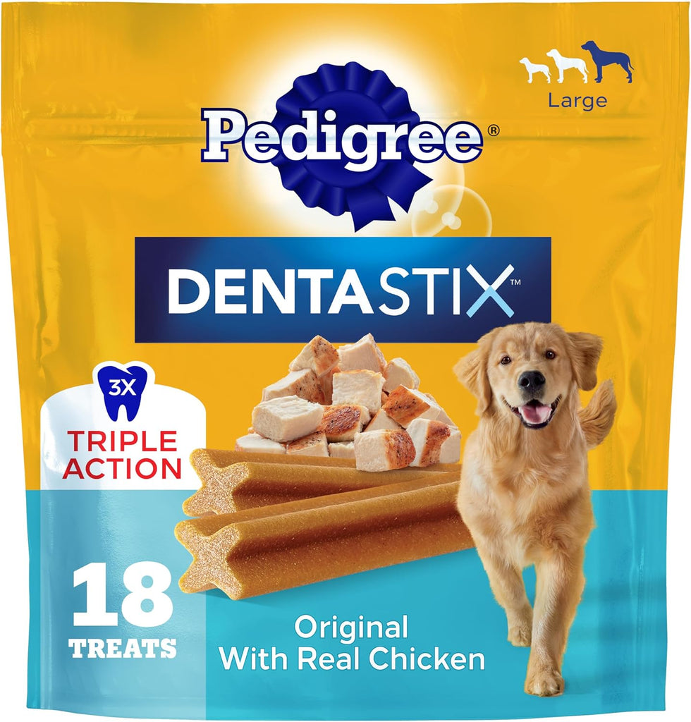 Pedigree Dentastix Large Breed Dental Dog Treats, Original, 18 Count