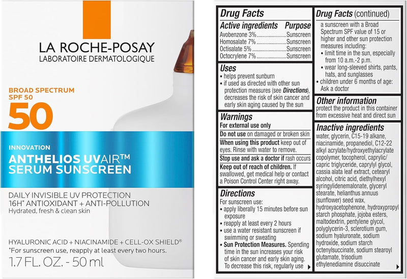 La Roche-Posay Anthelios UVAir™ Sunscreen Serum SPF 50 with hyaluronic acid