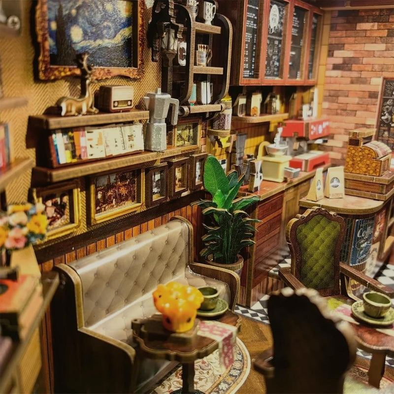 CUTEBEE Book Nook Kit, DIY Miniature House Coffee Shop Dollhouse