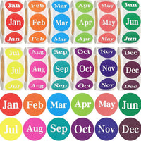Zonon 12 Rolls 6000 Labels Round Month Stickers, 1 Inch 12 Months of The Year Labels Monthly Adhesive Sticker Color Codi
