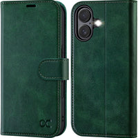 OCASE for iPhone 16 Wallet Case, Card Holder, Blackish Green