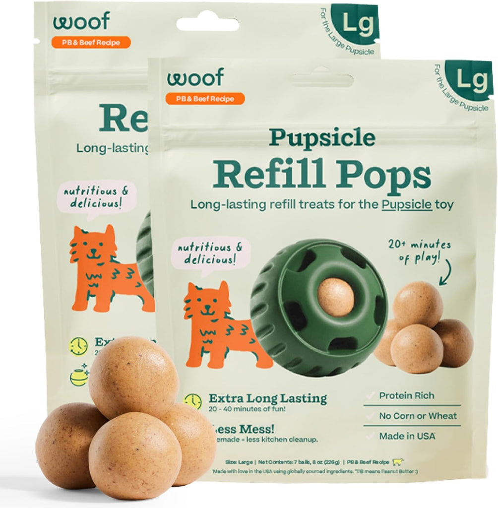 WOOF Pupsicle Peanut Butter & Beef Refill Pops Dog Treats, Large, 2 Pack