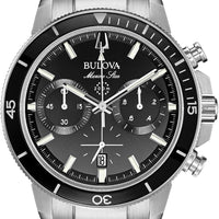 Bulova Men's Marine Star Series C Stainless Steel 6-Hand Chronograph Quartz Watch, Black Dial Style: 96B272