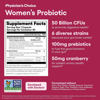 Physician's CHOICE Probióticos para mujeres - Equilibrio PH, digestivo, UT y salud femenina - 50 mil millones de CFU - 6 cepas únicas para ella - Prebióticos orgánicos, extracto de arándano+
