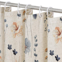 Gibelle Blue Linen Watercolor Floral Fabric Shower Curtain, 36x72