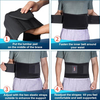 FEATOL - Cinturón de apoyo lumbar, soporte para alivio del dolor de espalda, ciática, escoliosis, hernia de disco, soporte para la espalda baja con tiras ajustables y almohadilla lumbar extraíble