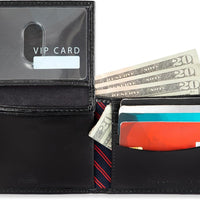 Tommy Hilfiger Men's Leather Wallet – Slim Bifold with 6 Credit Card Pockets and Removable ID Window, Casual Black Ranger, One Size