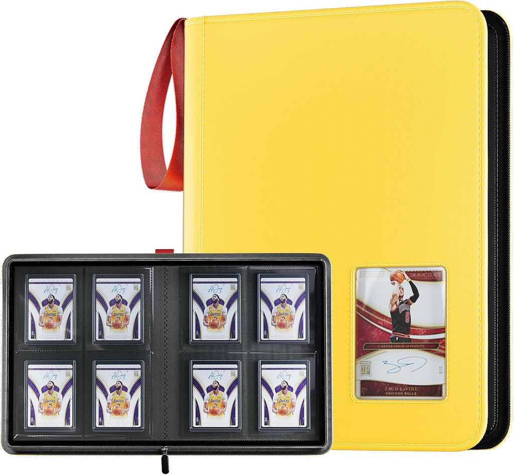 ProCase 4 Pocket Top Loader Binder, Hold 144 Cards in Toploaders -Yellow