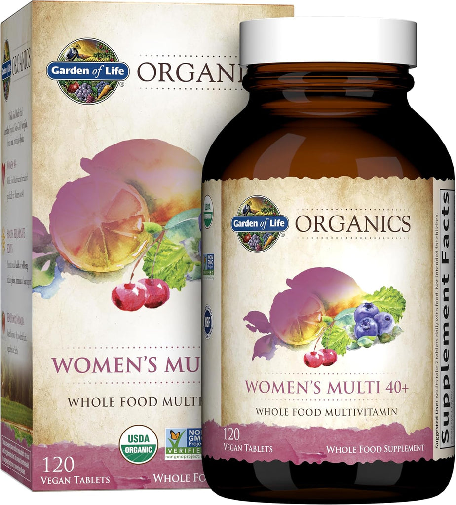 Garden of Life Multivitamin for Women 40 Plus, Organics Womens Vitamins, Hormone & Breast Health Support Blend, Vegan, 120 Tablets - 120 Count (Pack of 6)