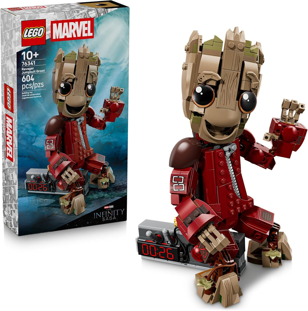LEGO Marvel Ravager Jumpsuit Groot Building Toy for Boys & Girls, Ages 10+ - Posable Display & Play Figure W/Detonator Device - Gift Idea for Birthdays - 76341