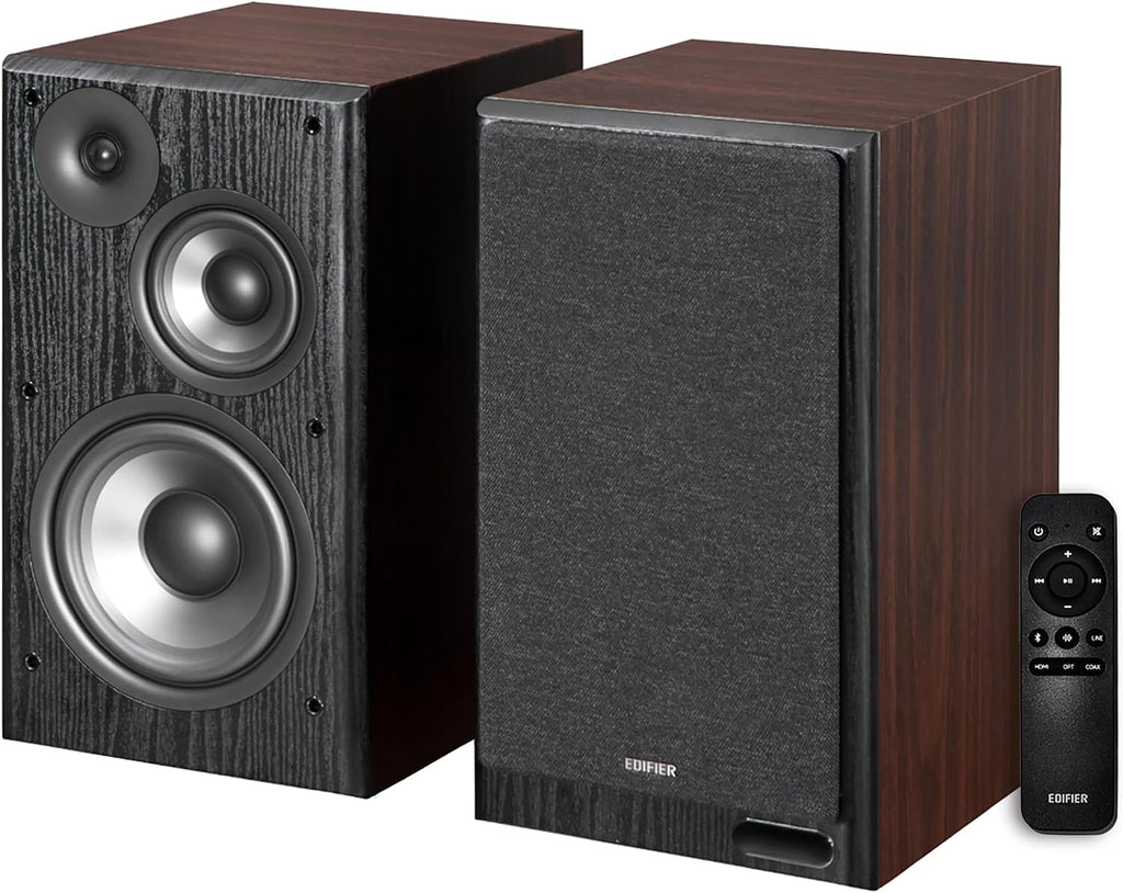 Edifier R2750DB MKII 3-Way Powered Bookshelf Speakers, 144W RMS, Walnut