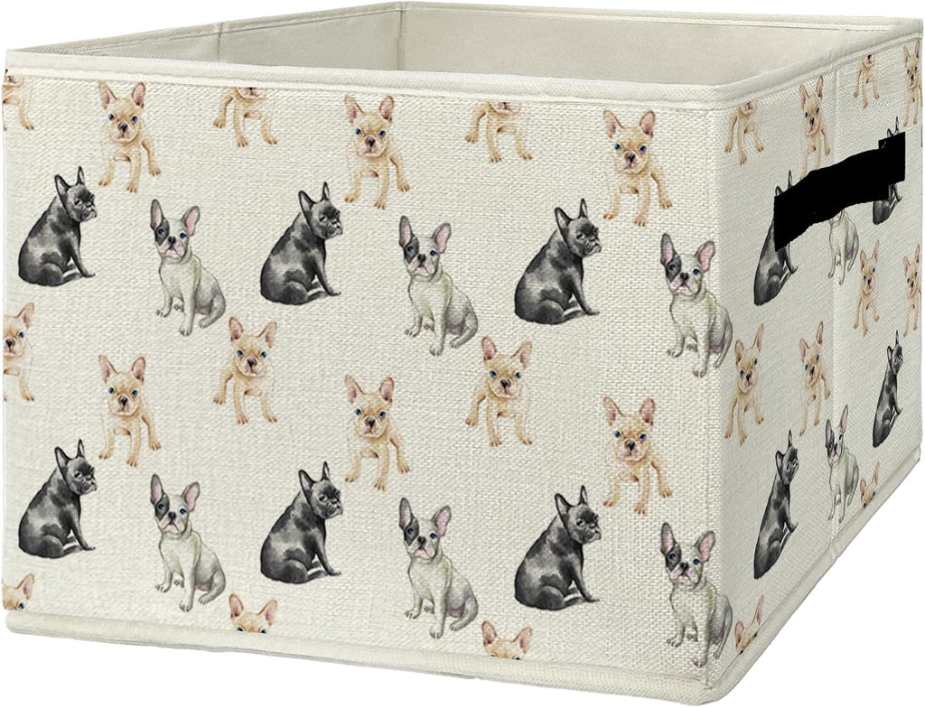 EGBTL French Bulldog Dog Storage Bins & Boxes with Handles, Frenchie Dog Foldable Basket for Organizing, French Bulldog