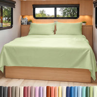 Short Queen Size 4 Piece Bed Sheet Set - RV Short Queen - Light Sage Green