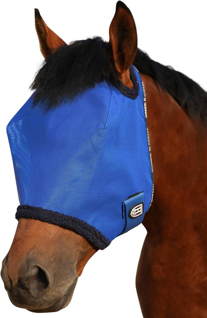 Harrison Howard All Round Mesh Horse Fly Mask UV Protective with Fleece Padded Edging Signature Blue XL