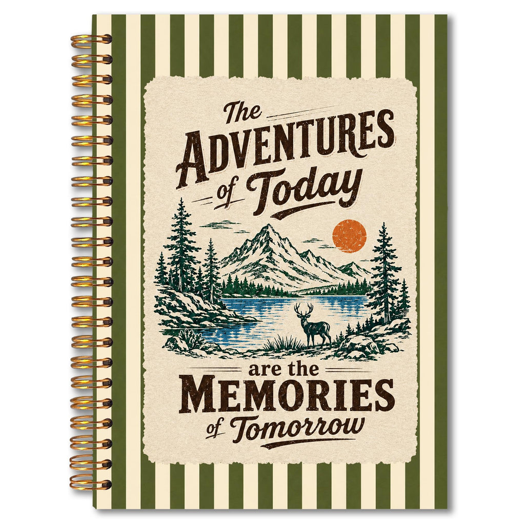 MKIJUHB Retro Camping Spiral Notebook 5.5x8.3, Camping Lover Camper Gifts Journal for Women, Mountain Nature Wildlife Gr