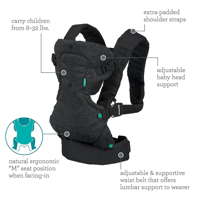 Infantino Flip Advanced 4 en 1 Portabebés Ergonómico Negro