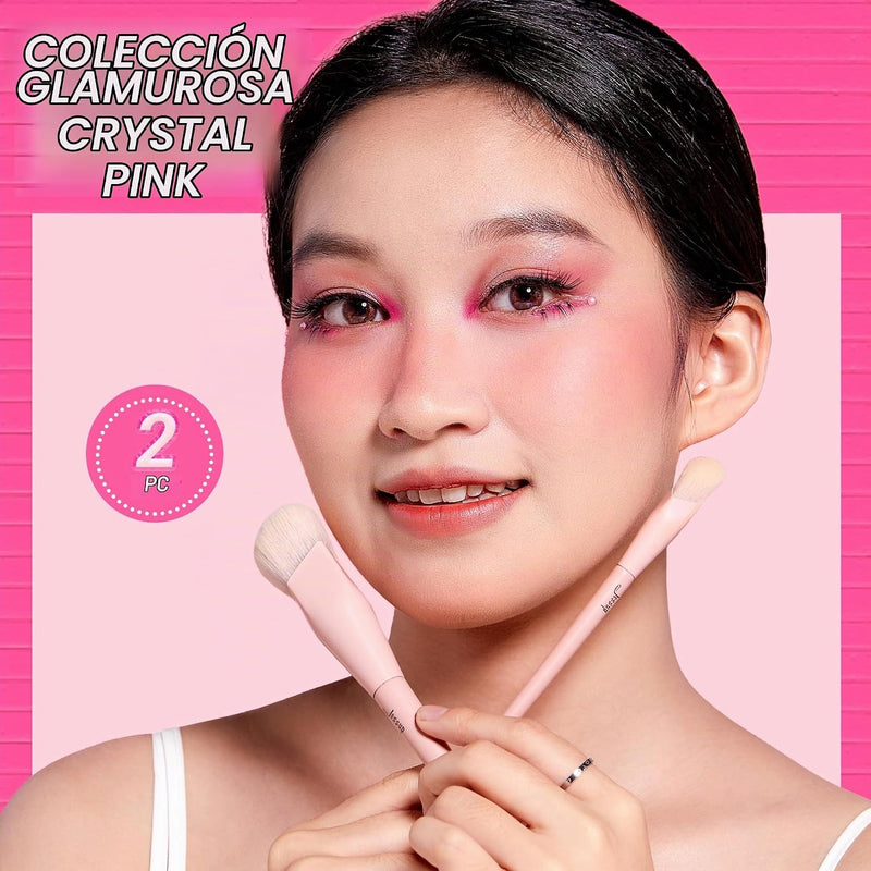 Jessup Foundation Brush and Concealer Brush, Pink Makeup Brushes Set 2Pcs Premium Synthetic Face Make up Brushes for Liquid Cream, T497
