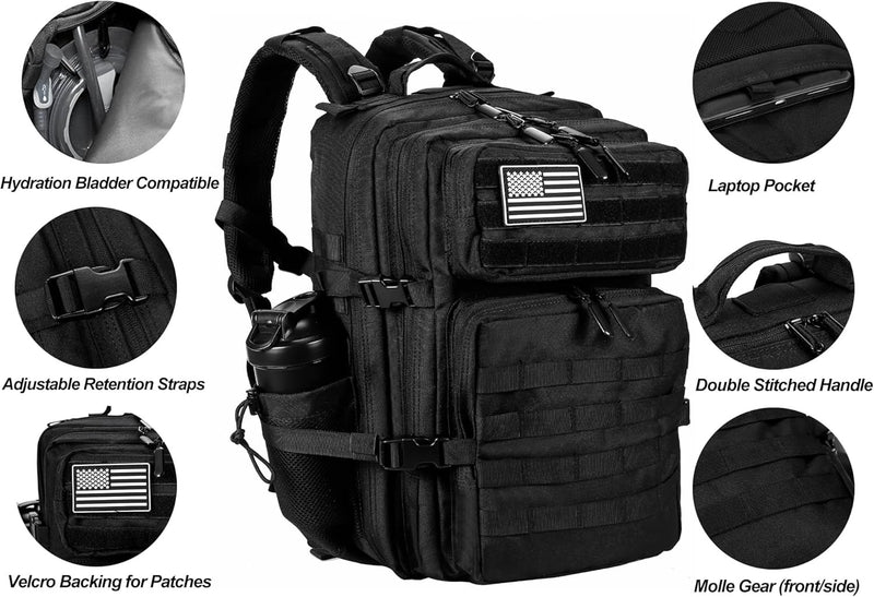 LHI Military Tactical Backpack for Men and Women 45L