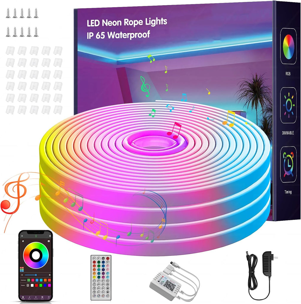 NBBUFF 50FT RGB Led Neon Rope Lights Outdoor with Remote & App Control