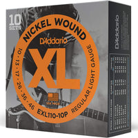 D'Addario XL Nickel EXL110-10P Electric Guitar Strings, 10-46, 10 Sets