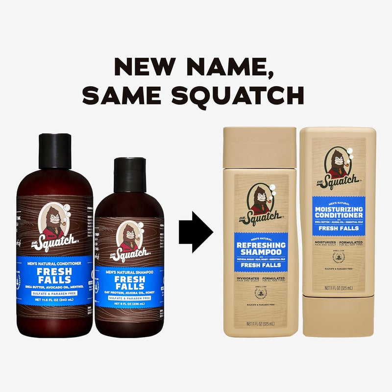 Dr. Squatch Paquete de cabello natural para hombres, cabello saludable y de aspecto completo, champú Fresh Falls (11 onzas líquidas), acondicionador Fresh Falls (11 fl oz)